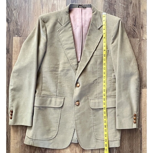 VINTAGE CORDUROY Mens Khaki Two Button Sport Coat Suit Jacket/Blazer,36 - Picture 4 of 15